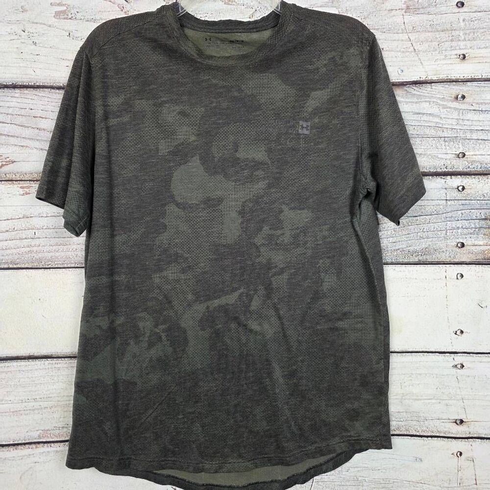 Under Armour HeatGear Camo Training T Shirt Green Mens M